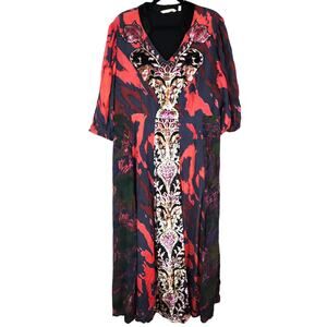 Soft Surroundings Epiphany Maxi Dress Plus Size 16 Velvet Floral Mixed Panel